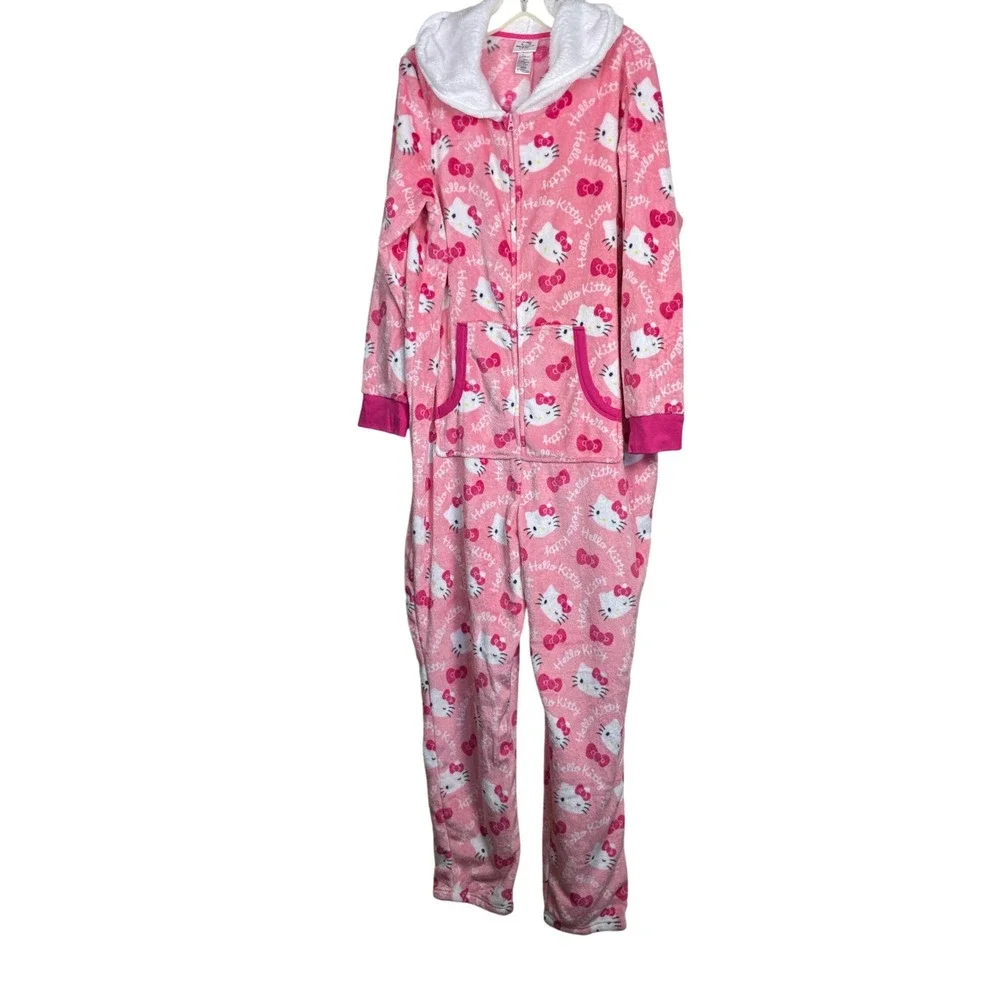 Hello Kitty Union Suit Pajamas 2X 18W-20W Sanrio‎ NWT Pink one piece  hood zip